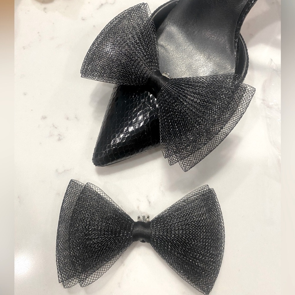 💘SALE 3x19 black mesh bow show clip